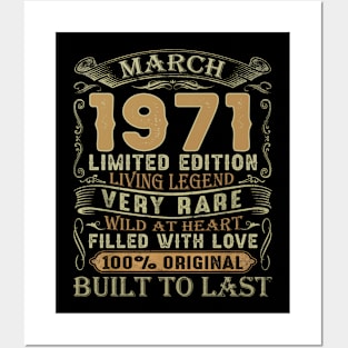 Vintage 50 Years Old March 1971 50th Birthday Gift Posters and Art